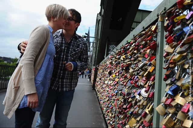 Thousands Of Love Locks Hang At Cologne Bridge