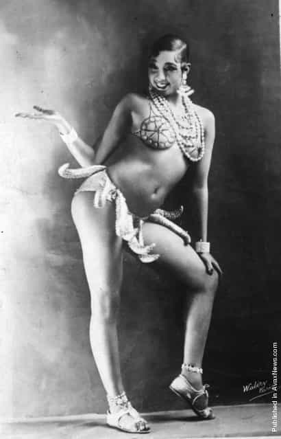 A wax firgure of burlesque dancer Josephine Baker stands on display at Madame Tussauds
