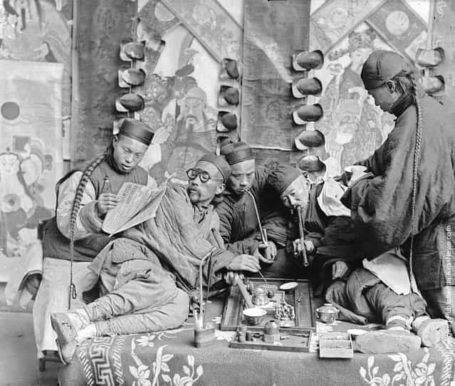 An opium den in China