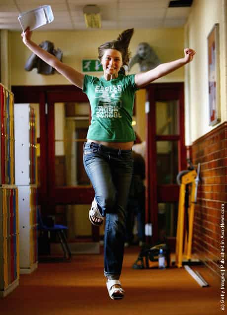 Girl celebrates passing her GSCE exams with As