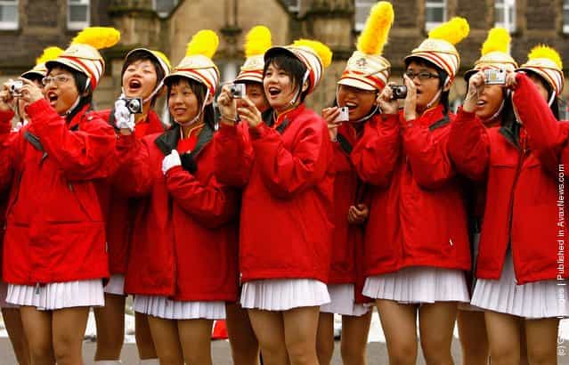 Performers from the Taipei First Girls Senior High School at rehearsal for the Edinburgh Military Tattoo at Redford Barracks
