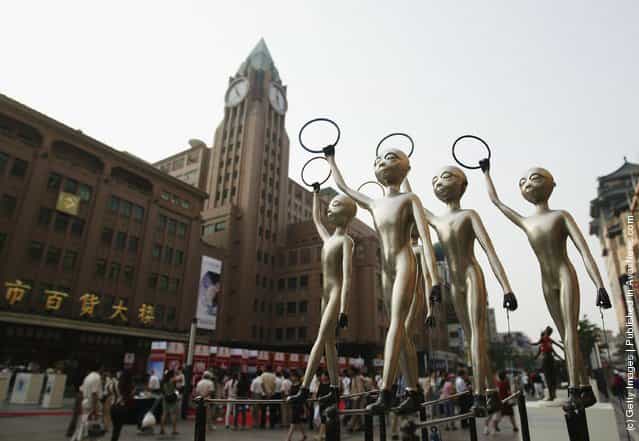 Chinese Olympic Sculpture Five Ropedancers