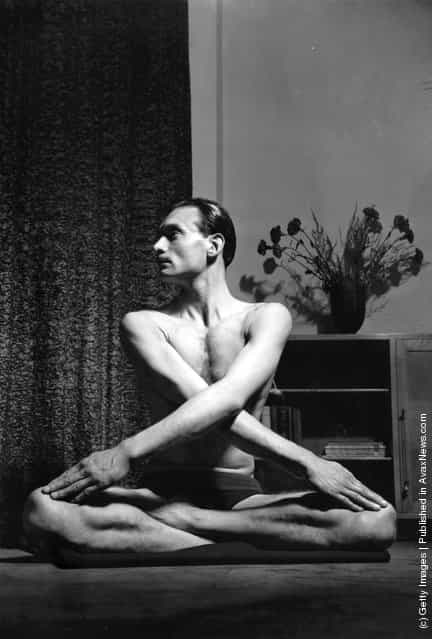 James Hay-Kellie demonstrating yoga positions, 1940
