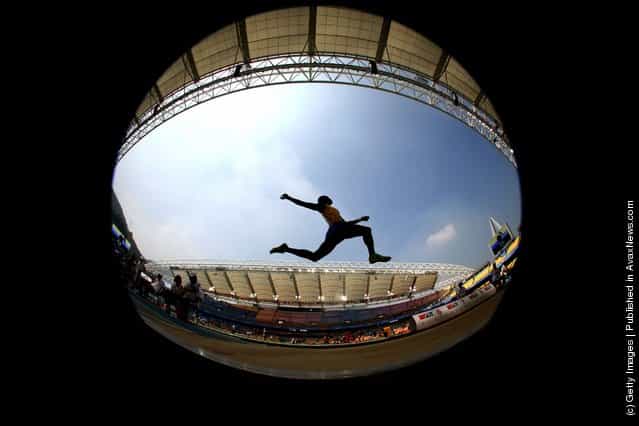 Ignisious Gaisah of Ghana competes in the mens long jump qualification round during day six of the 13th IAAF World Athletics Championships at the Daegu Stadium