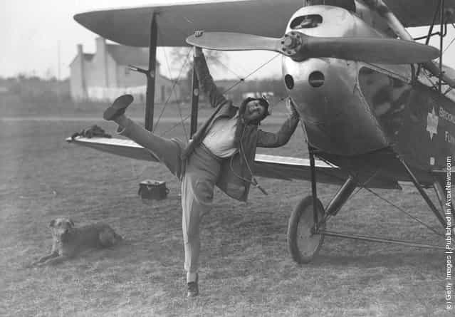 1929: A young woman taking flying lessons at Brooklands School