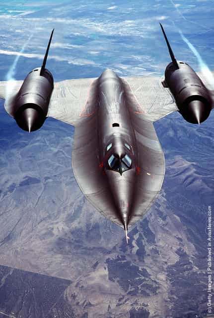 A U.S. Air Force SR-71A, also known as the Blackbird, is put through it's paces during a test flight