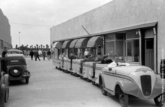 1939: Holidaymakers riding the train at Butlins Holiday Camp, Skegness, Lincolnshire