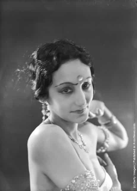 Indian dancer Mira Devi in costume for a cabaret show