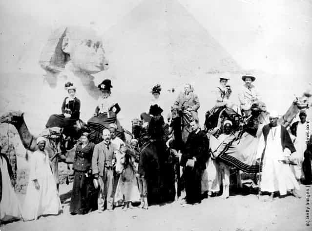 Tourists in front of the Sphinx in Giza, Egypt, 1880