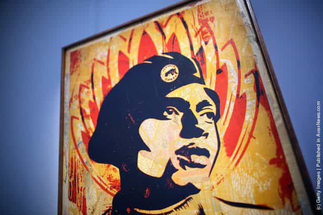 A piece of work entitled Black Panther by Shepard Fairey