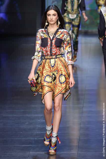 A model walks the runway at the last D&G fashion show as part of Milan Fashion Week Womenswear Spring/Summer 2012
