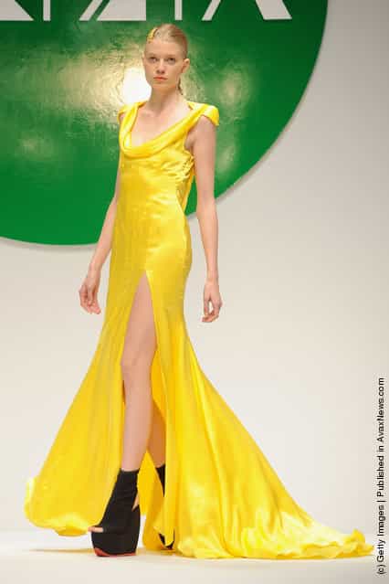 A model walks the runway at the Krizia Spring/Summer 2012 fashion show as part Milan Womenswear Fashion Week