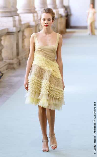 A model walks the runway at the Luisa Beccaria Spring/Summer 2012 fashion show as part of Milan Womenswear Fashion Week