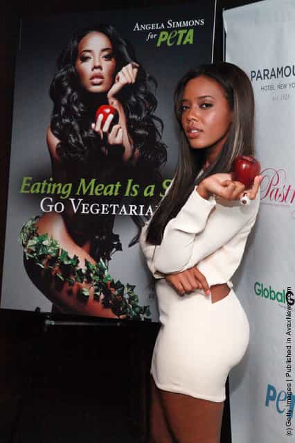Angela Simmons attends the unveiling of her PETA campaign