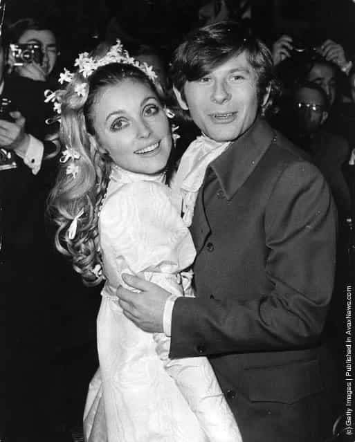 Polish film director Roman Polanski and American actress Sharon Tate at their wedding