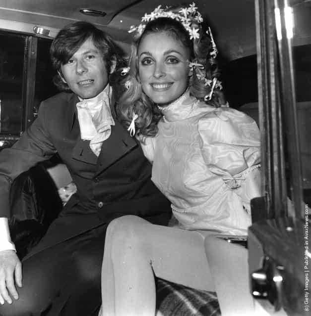 Polish film director Roman Polanski and American actress Sharon Tate at their wedding