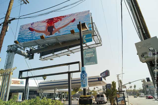 Photographer/artist Jill Greenberg's billboard seen on Sunset Blvd. to promote her Exhibit Glass Ceiling: American Girl Doll