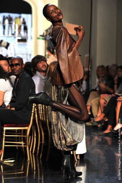 A model walks the runway during the Jean Paul Gaultier Ready to Wear Spring / Summer 2012 show during Paris Fashion Week