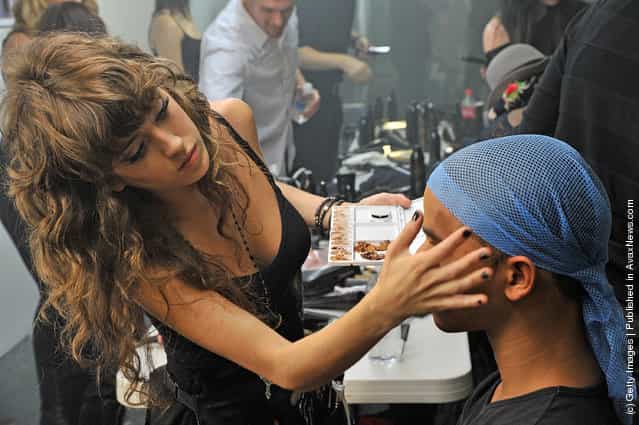 A view backstage at the Tim Hamilton Project Spring 2012 fashion show during Mercedes-Benz Fashion Week