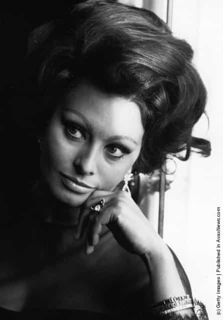 Italian film actress, Sophia Loren at a photocall, 1965
