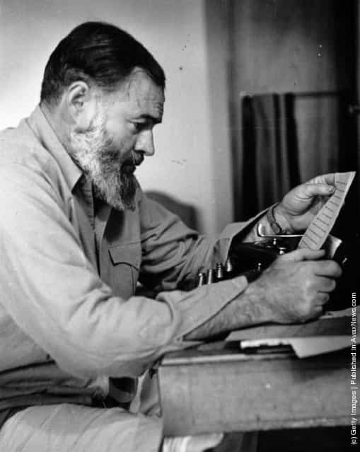 US novelist, short-story writer and war correspondent Ernest Hemingway, 1944