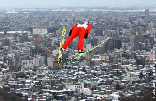 Kazuyoshi Funaki of Japan in action during the FIS World Cup Ski Jumping 2009 Sapporo at Okurayama Jump Stadium