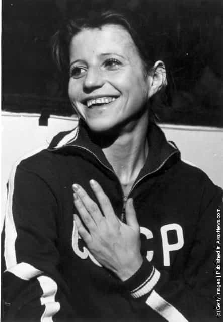 1975: Russian gymnast and Olympic gold medal winner Olga Korbut