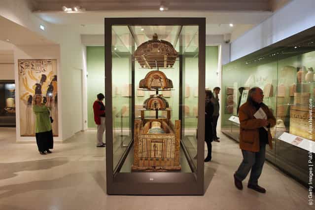 Members of the public admire the Ashmolean Museums new exhibition of artifacts from ancient Egypt and Nubia