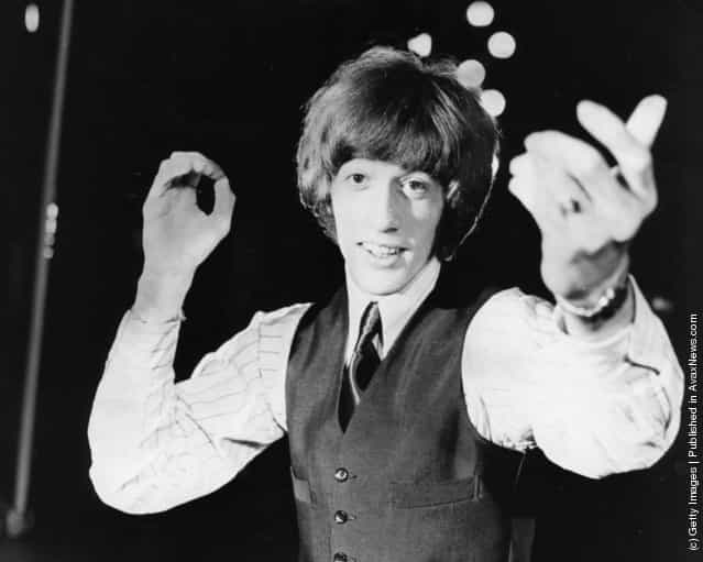 Pop singer Robin Gibb, former member of the group The Bee Gees, performing at the London Palladium, 1969
