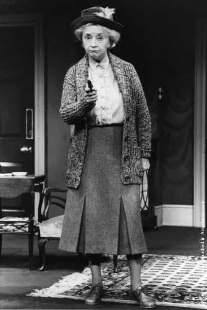 Dulcie Gray, British actress, plays the role of Miss Marple in a scene from a new Agatha Christie play A Murder Is Announced