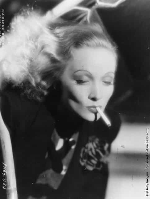 1932: Legendary glamorous German singer and actress Marlene Dietrich (1901 - 1992) in a promotional portrait