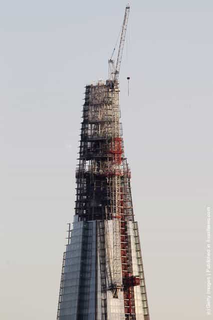 The under-construction Shard building in London, England
