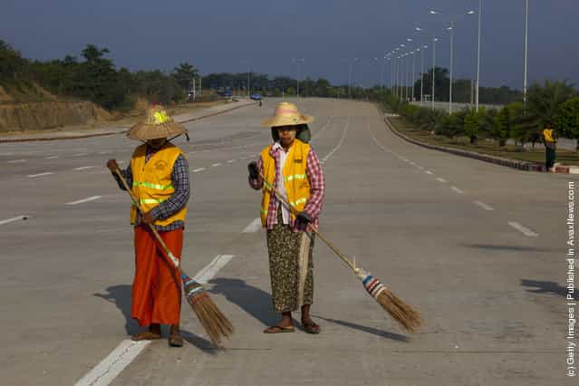 Street sweepers keep the wide streets clean