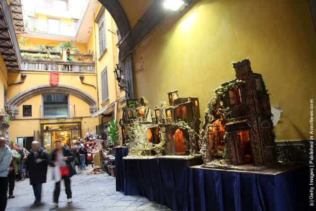 Via San Gregorio Armeno in Naples, Italy. Via San Gregorio Armeno, Christmas Alley, is the undisputed world capital of the Nativity and home to the artisans and merchants who specialize in the art and the craft of the Neapolitan Presepe