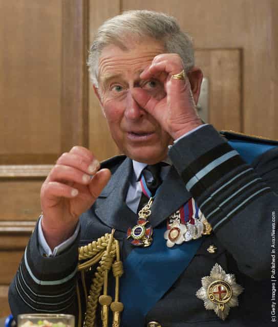 Prince Charles, Prince of Wales, meets Battle of Britain veterans during the National Commemorative Service for the 70th Anniversary of the Battle of Britain at Westminster Abbey