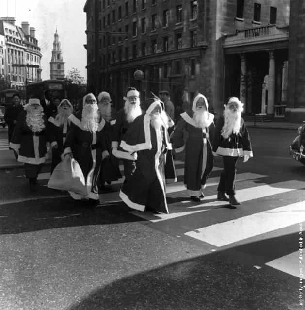 1959: The Father Christmasses are marching across the street