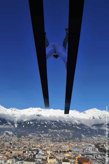 Severin Freund of Germany competes during the training round of the FIS Ski Jumping World Cup