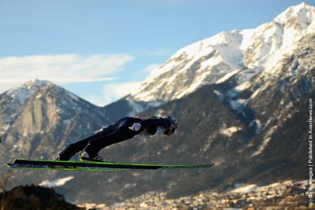 Gregor Schlierenzauer of Austria competes during the qualification round of the FIS Ski Jumping World Cup