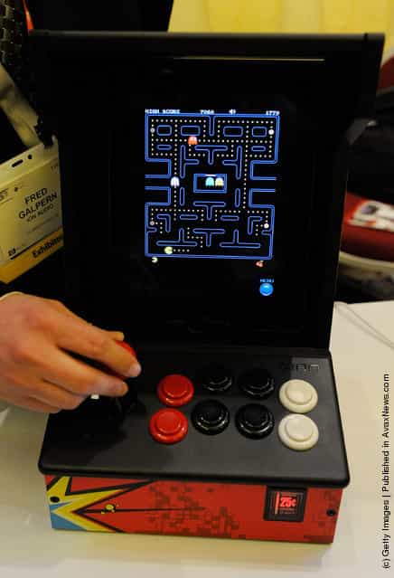 The video game Pac-Man is played on an iCade by Ion Audio during a press event at The Venetian for the 2012 International Consumer Electronics Show
