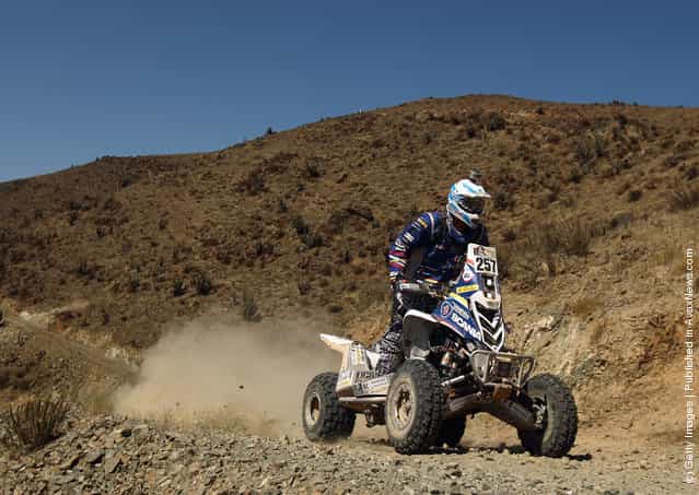 Tomas Maffei of Argentina and the Maffei Dakar Team rides his Yamaha quad on stage seven of the 2012 Dakar Rally