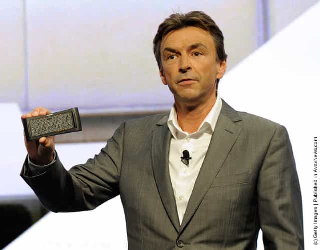 President and COO of Sony Electronics Inc. Phil Molyneux shows a new remote for Google TV devices during a Sony press event at the Las Vegas Convention Center for the 2012 International Consumer Electronics Show