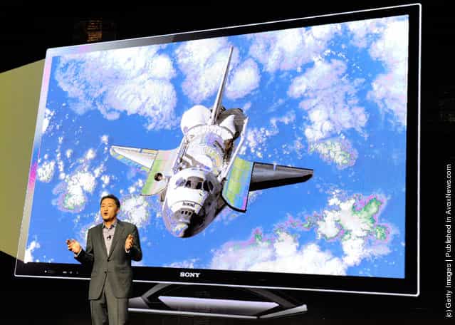 Sony Corp. Executive Deputy President Kazuo Hirai demonstrates Sonys X-Reality picture processing engine during a Sony press event at the Las Vegas Convention Center for the 2012 International Consumer Electronics Show