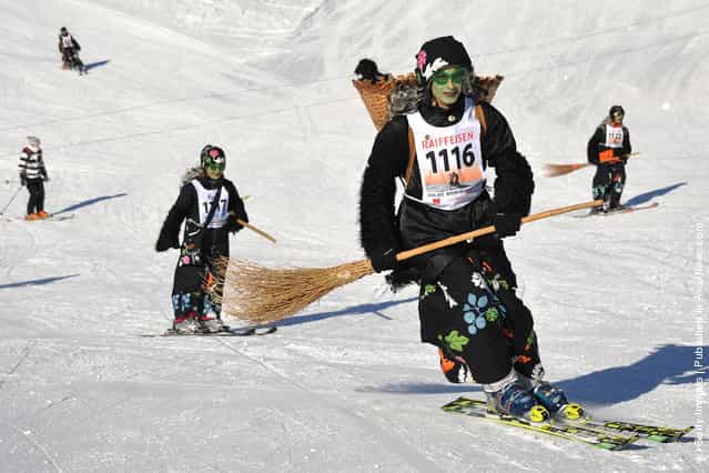 Participants take part in the 30th edition of the Belalp Witches Ski Race