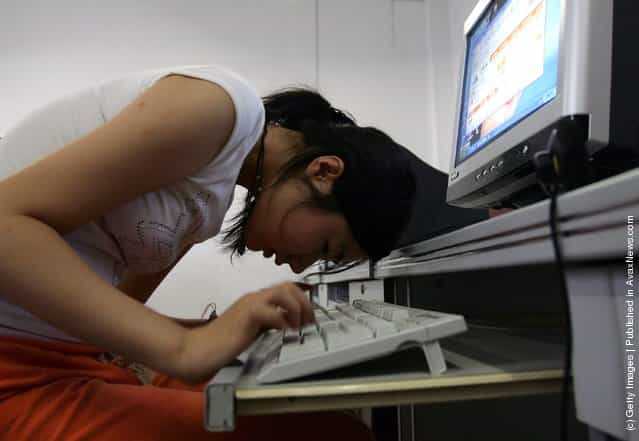 A student learns to surf the Internet at the Wuhan School for the Blind