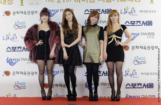 South Korean girl group Secret arrive during the 21st High1 Seoul Music Awards