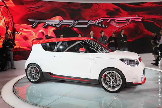 Kia introduces the Trackster concept vehicle during the media preview of the Chicago Auto Show at McCormick Place