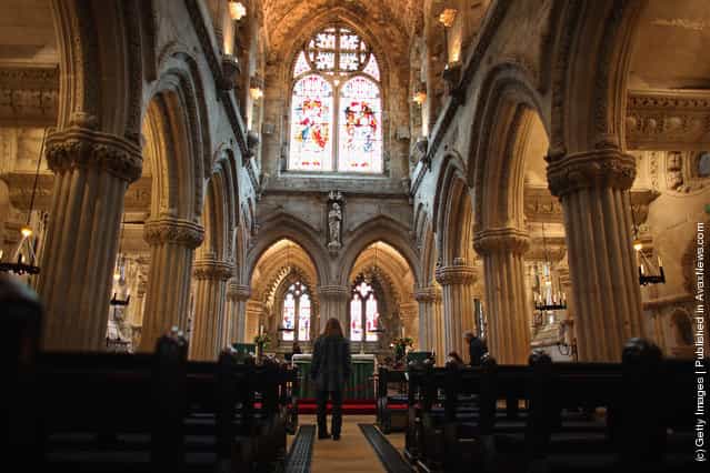 The interior of Rosslyn Chapel on February 9, 2012 in Roslin, Scotland