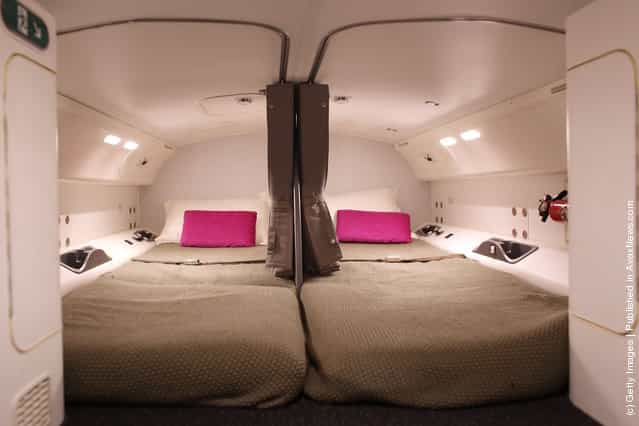 The interior of the crew sleeping quarters on the Boeing 787 Dreamliner