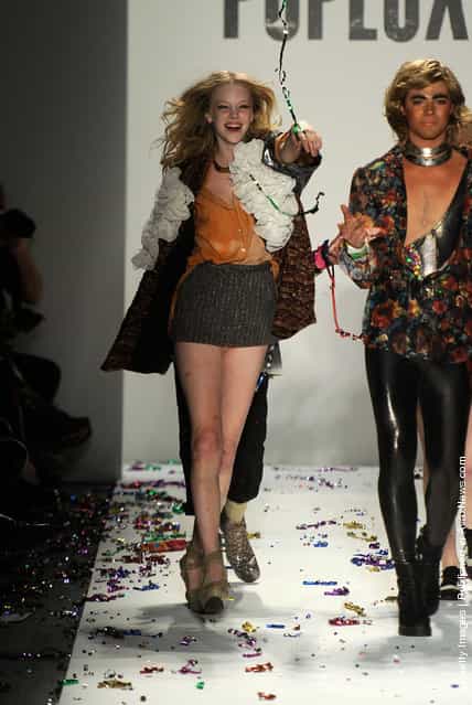 Models and designer Richie Rich walk the runway at the Popluxe Fall 2012 fashion show during Mercedes-Benz Fashion Week