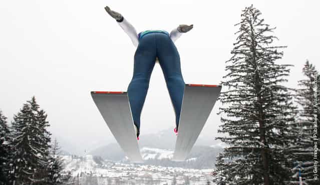 Sarah Hendrickson of the USA competes to take first place during the FIS Women's Ski Jumping World Cup HS95